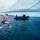 Lewis Pugh jumps into the Ross Sea.